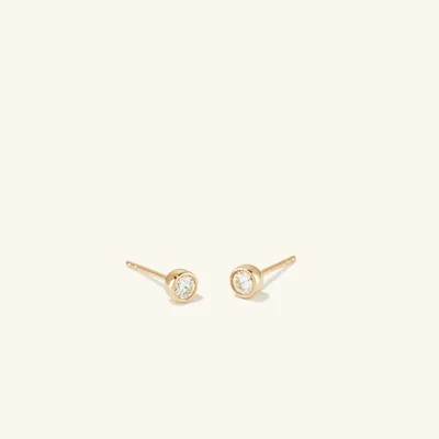 Round Diamond Stud Earrings in 14k Gold