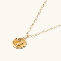 Engravable Serpent Coin Pendant in 14k Gold