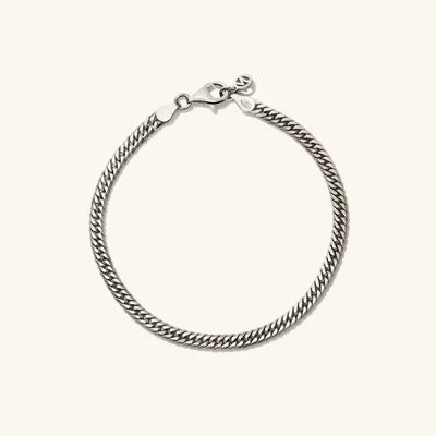 Double Curb Chain Bracelet Silver