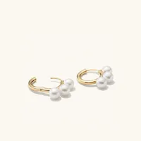 Bold Pearl Trio Hoop Earrings