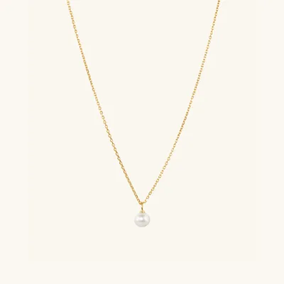 Gold Mini Pearl Pendant Necklace | Mejuri