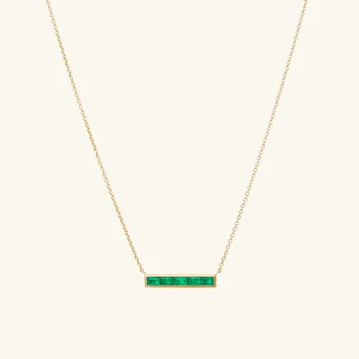 Emerald Baguette Bar Necklace: Handcrafted in 14k Solid Gold | Mejuri