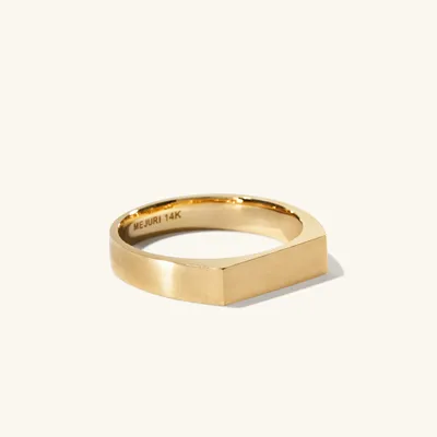 Ultra Slim Rectangular Signet Ring : Handcrafted Brushed 14k Gold | Mejuri