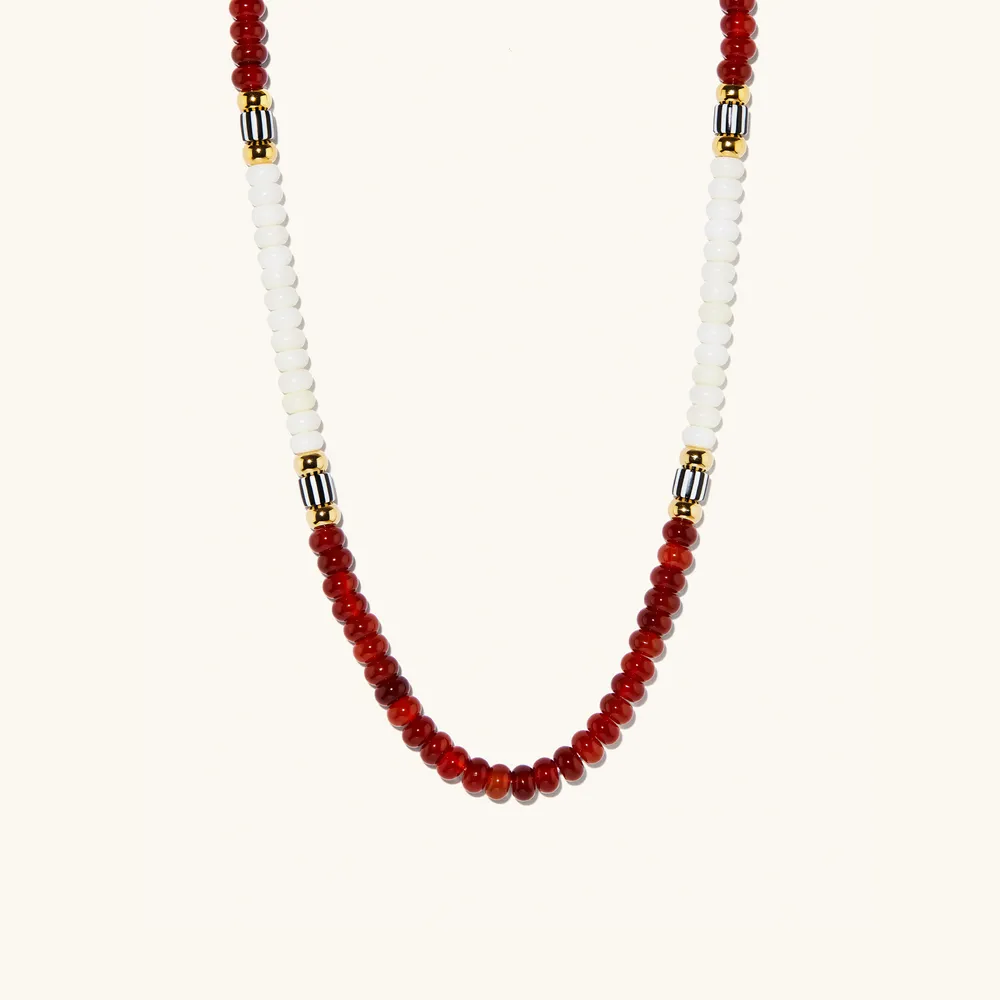Carmine Red Agate and Mother of Pearl Necklace Set – Deara Fashion  Accessories