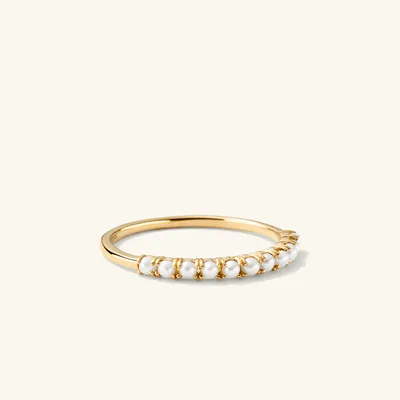 Pearl Half Eternity Ring : Handcrafted 14k Gold | Mejuri