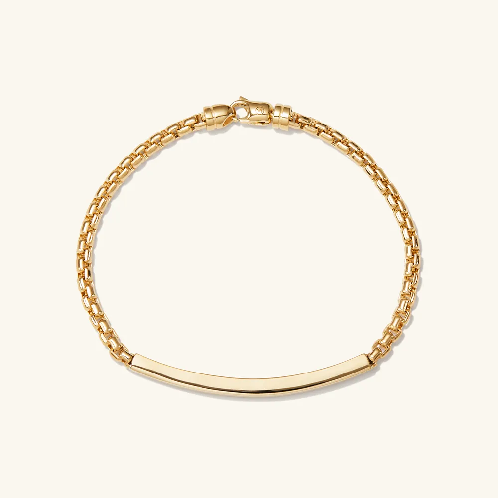 14K Real Yellow Gold Round Box Chain Bracelet for Women