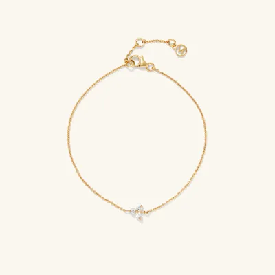 Gold Lotus Flower Bracelet with White Sapphire | Mejuri