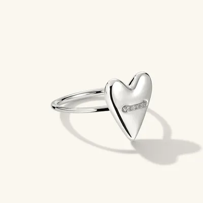 14k Gold Pavé Diamond Heart Ring | Mejuri