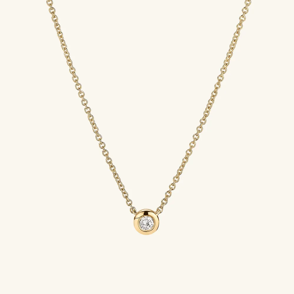 Bezel Set Diamond Necklace in 14k Yellow Gold | Mejuri