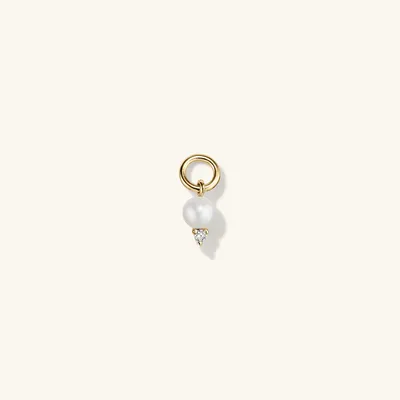 Diamond and Pearl Hoop Charm : Handcrafted in 14k Gold | Mejuri