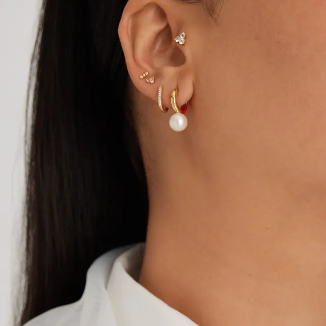 Mejuri Gold Vermeil Hoop Earrings: Organic Pearl Hoops | Pearl