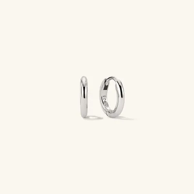 Tube Sterling Silver Huggie Hoop Earrings | Mejuri