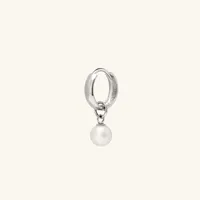 14k White Gold Pearl Earring Charm for Hoops | Mejuri