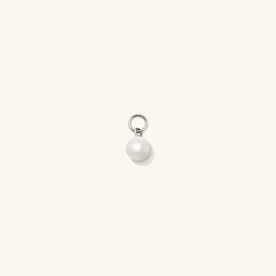 14k White Gold Pearl Earring Charm for Hoops | Mejuri