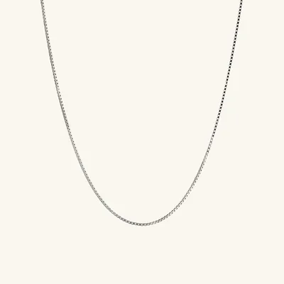 14k White Gold Baby Box Chain Necklace | Mejuri