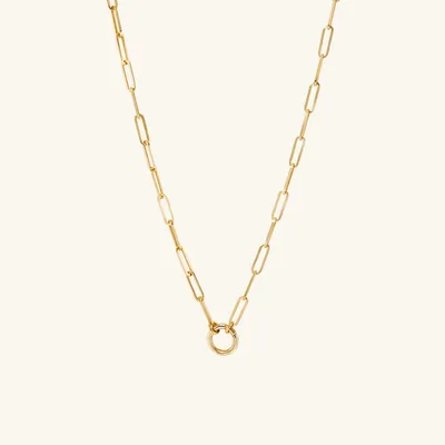 Paperclip Chain Charm Necklace : Handcrafted 14k Gold | Mejuri
