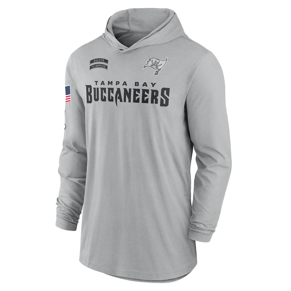 Tampa Bay Buccaneers Salute to Service Edge Mascot Lockup Men’s Nike Dri-FIT NFL Long-Sleeve Hooded Top