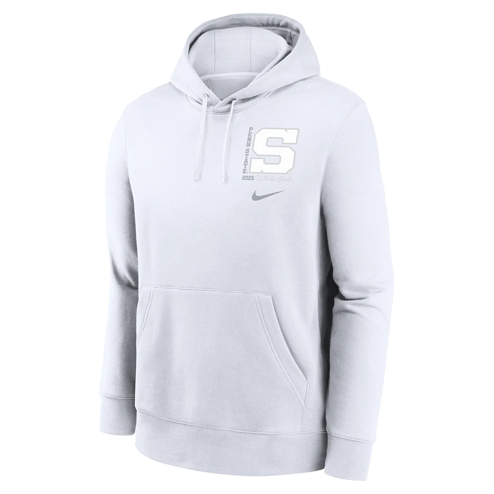 Penn State 2025 White Out Club Men's Nike College Pullover Hoodie