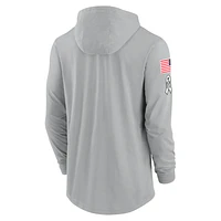 Miami Dolphins Salute to Service Edge Mascot Lockup Men’s Nike Dri-FIT NFL Long-Sleeve Hooded Top