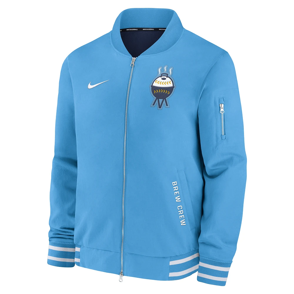 Milwaukee Brewers Authentic Collection City Connect Men's Nike MLB Full-Zip Bomber Jacket