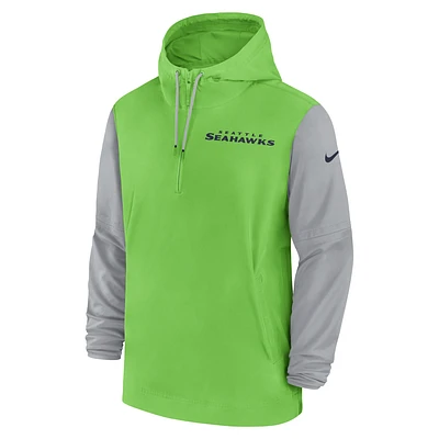 Seattle Seahawks Sideline Pre-Game Player Men's Nike NFL 1/2-Zip Hooded Jacket