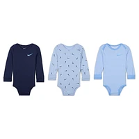 Nike Baby Essentials (12-24M) Long Sleeve Bodysuits (3 Pack)