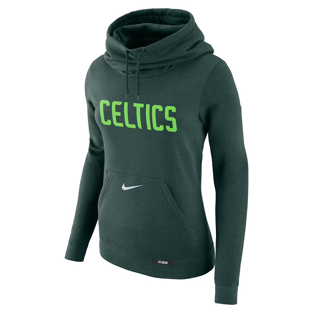 Boston Celtics Club City Edition Women's Nike NBA Fleece Funnel-Neck Hoodie