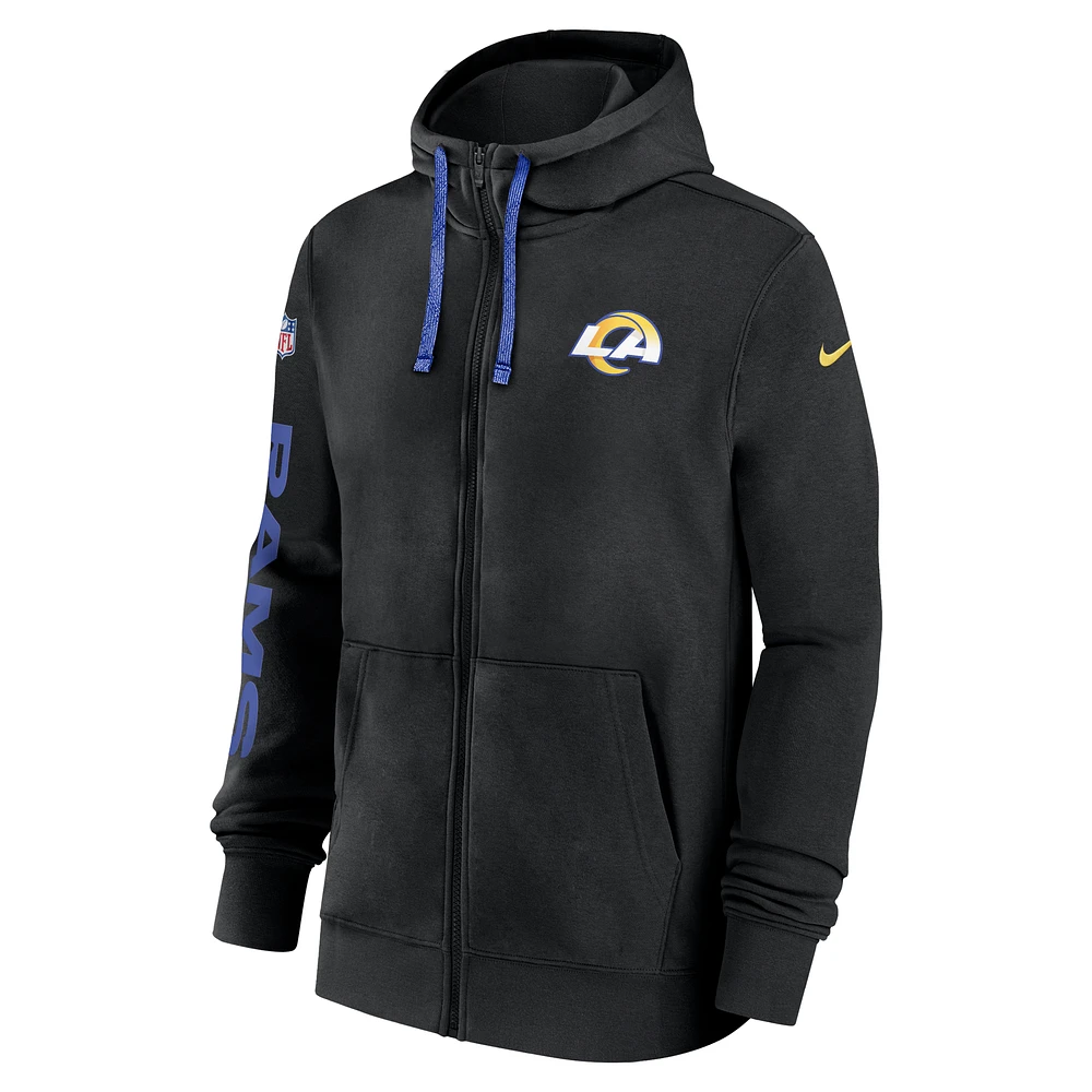 Los Angeles Rams Sideline Team Issue Club Men's Nike Full Zip Hoodie