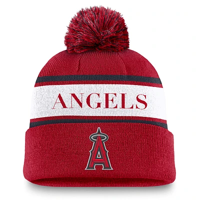 Los Angeles Angels Team Stripe Peak Men's Nike MLB Cuffed Pom Beanie