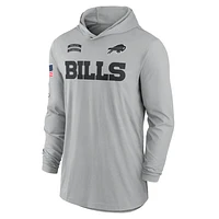 Buffalo Bills Salute to Service Edge Mascot Lockup Men’s Nike Dri-FIT NFL Long-Sleeve Hooded Top