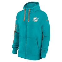 Miami Dolphins Sideline Team Issue Club Men's Nike Full Zip Hoodie