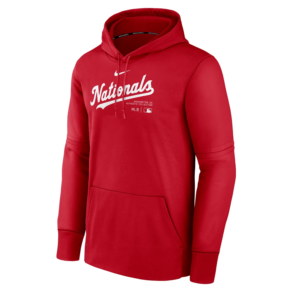 Washington Nationals Authentic Collection Practice Men's Nike Therma MLB Pullover Hoodie