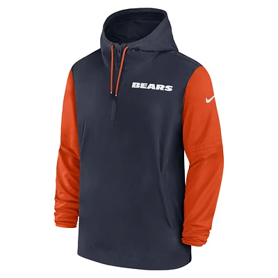 Chicago Bears Sideline Pre-Game Player Men's Nike NFL 1/2-Zip Hooded Jacket