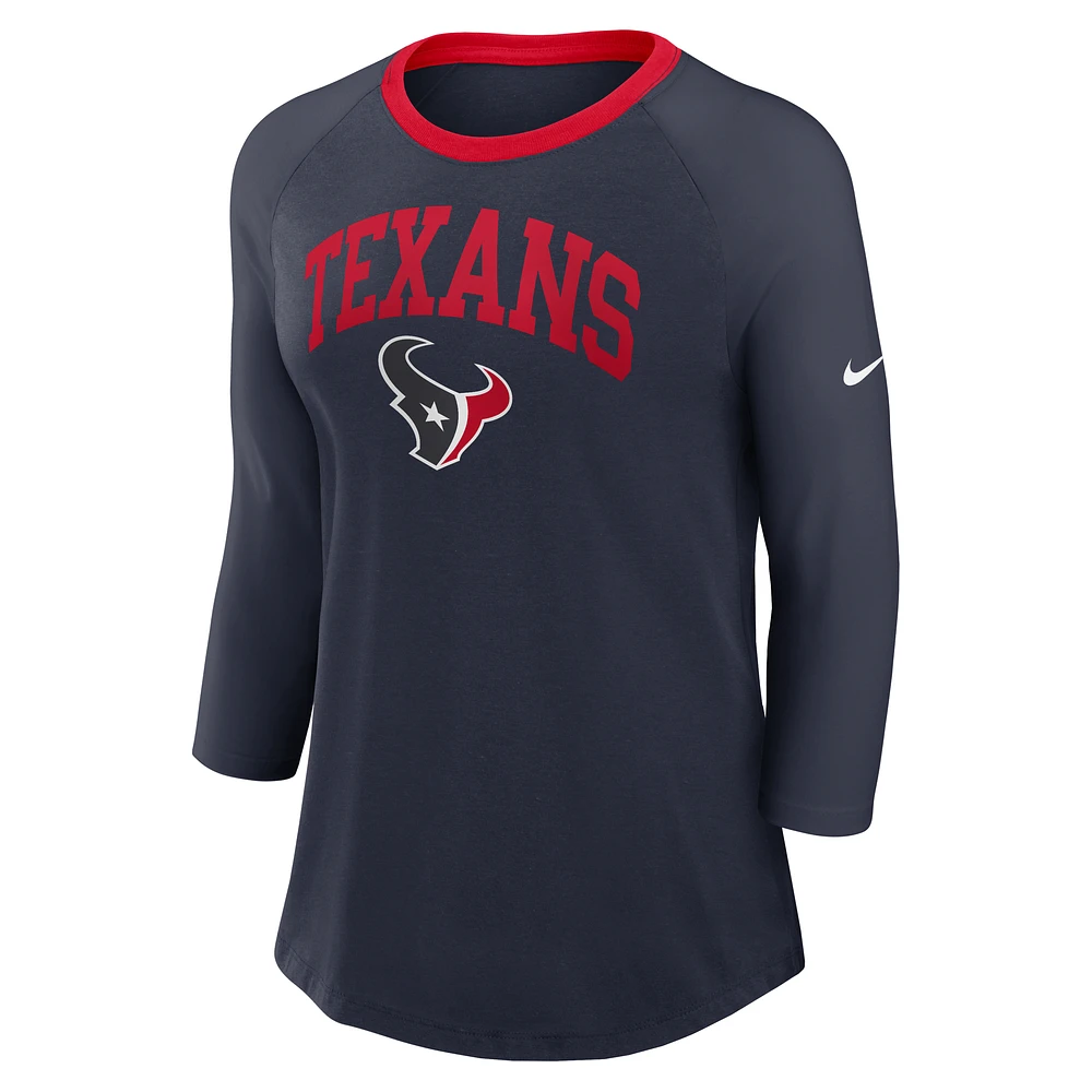 Houston Texans Women's Nike NFL 3/4-Sleeve T-Shirt