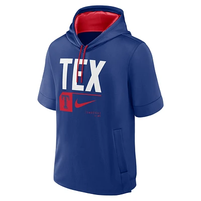 Texas Rangers Tri Code Lockup Men's Nike MLB Short-Sleeve Pullover Hoodie