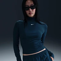 Nike Sportswear Essential Women's Ribbed Mock-Neck Long-Sleeve Top