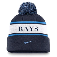 Tampa Bay Rays Team Stripe Peak Men's Nike MLB Cuffed Pom Beanie