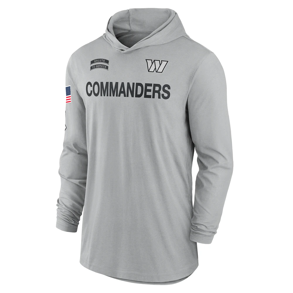 Washington Commanders Salute to Service Edge Mascot Lockup Men’s Nike Dri-FIT NFL Long-Sleeve Hooded Top