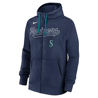 Seattle Mariners Knockout Script Men's Nike MLB Full-Zip Hoodie