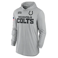 Indianapolis Colts Salute to Service Edge Mascot Lockup Men’s Nike Dri-FIT NFL Long-Sleeve Hooded Top