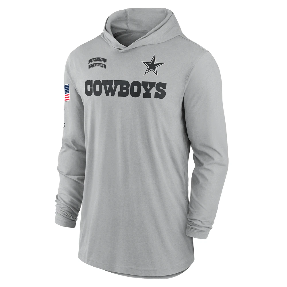 Dallas Cowboys Salute to Service Edge Mascot Lockup Men’s Nike Dri-FIT NFL Long-Sleeve Hooded Top