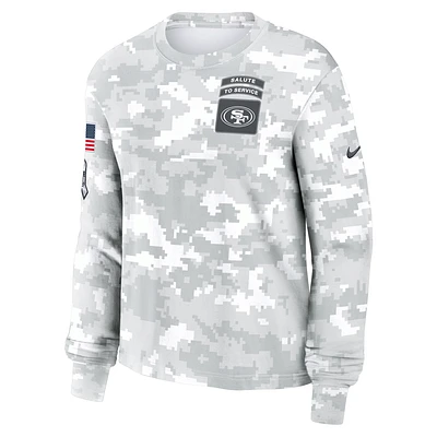 San Francisco 49ers Salute to Service Edge Lockup Women's Nike Dri-FIT NFL Long-Sleeve T-Shirt