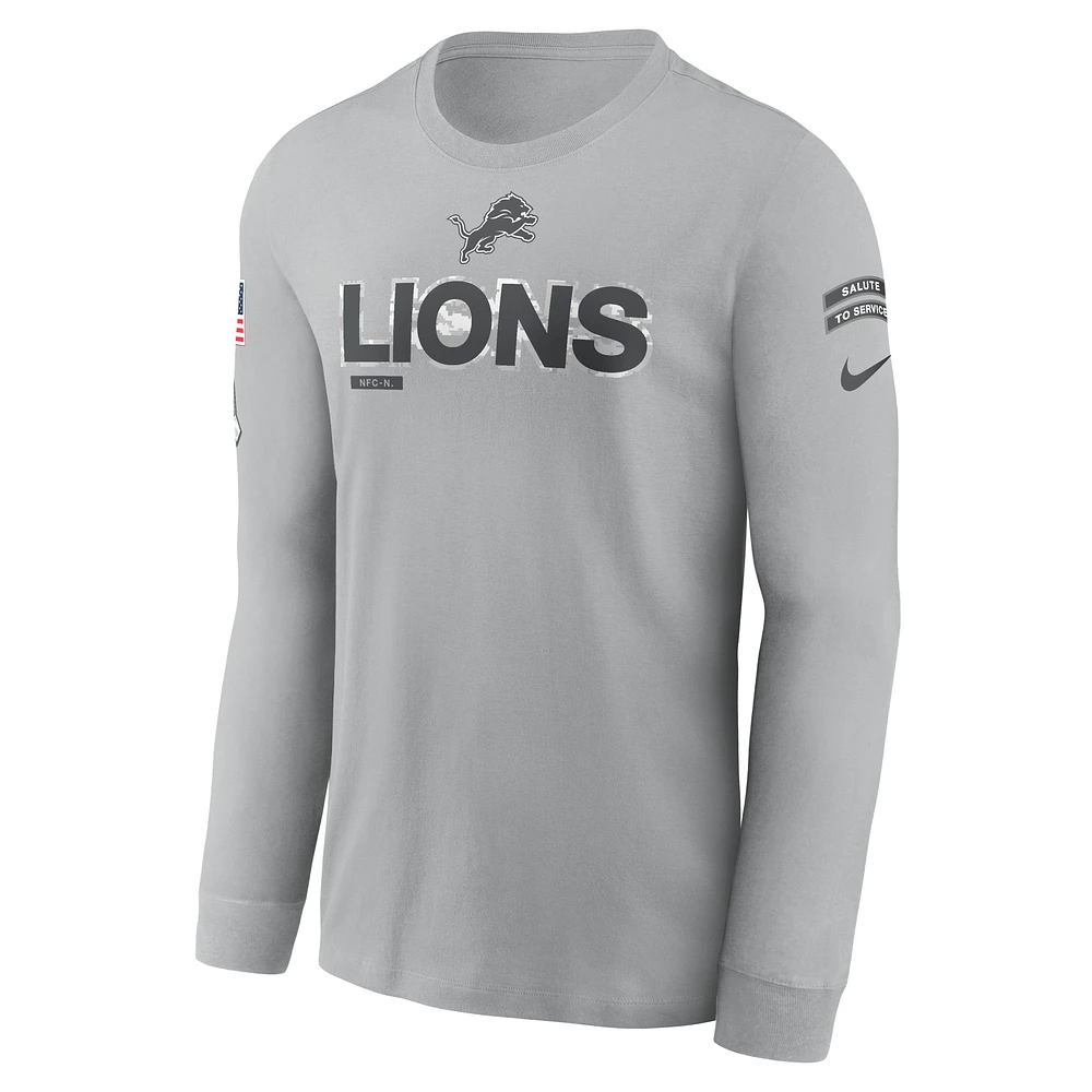 Detroit Lions Salute to Service Mascot Edge Legend Men's Nike NFL Long-Sleeve T-Shirt