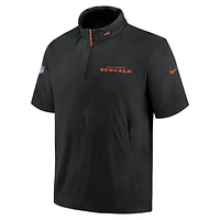 Cincinnati Bengals Sideline Coach Men's Nike NFL 1/2-Zip Short-Sleeve Hooded Jacket