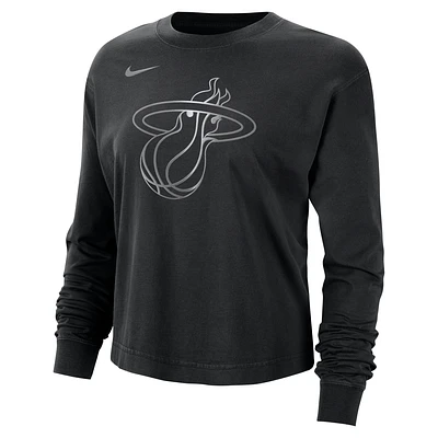 Miami Heat Courtside Women's Nike NBA Shine Boxy Long-Sleeve T-Shirt