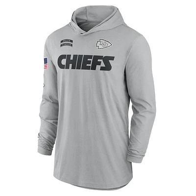 Kansas City Chiefs Salute to Service Edge Mascot Lockup Men’s Nike Dri-FIT NFL Long-Sleeve Hooded Top