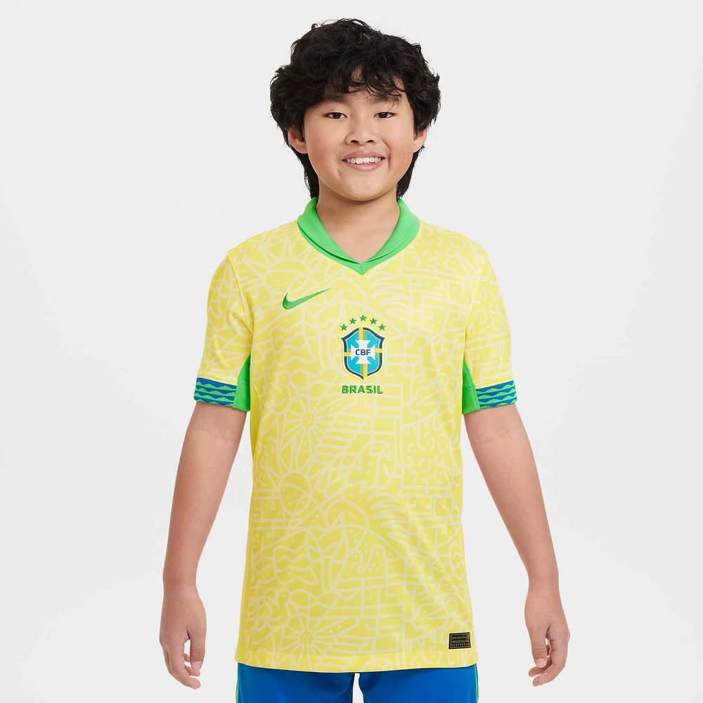 Brazil 2024 Stadium Home Big Kids' Nike Dri-FIT Soccer Replica Jersey