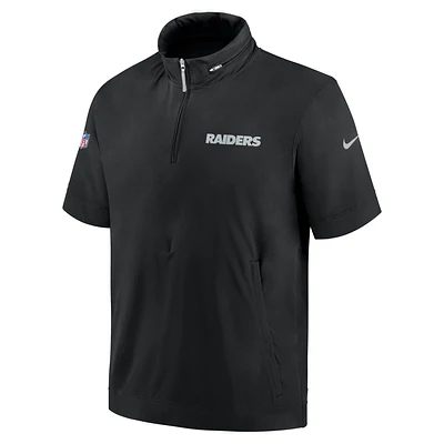 Las Vegas Raiders Sideline Coach Men's Nike NFL 1/2-Zip Short-Sleeve Hooded Jacket