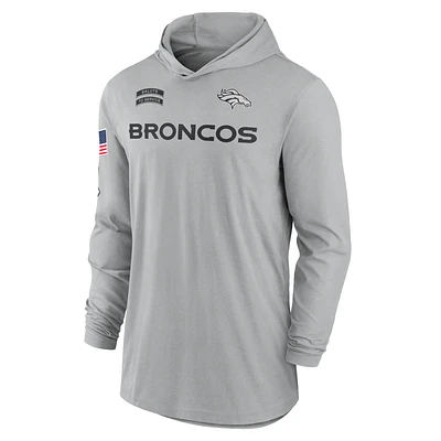 Denver Broncos Salute to Service Edge Mascot Lockup Men’s Nike Dri-FIT NFL Long-Sleeve Hooded Top