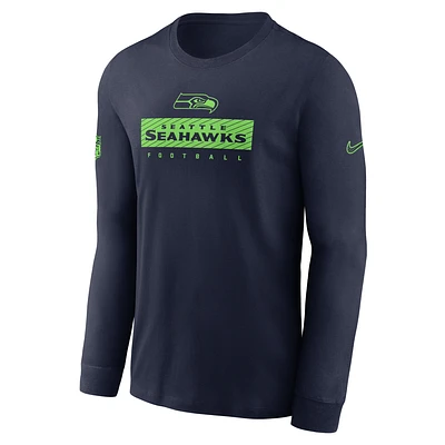 Seattle Seahawks Sideline Team Issue Men's Nike Dri-FIT NFL Long-Sleeve T-Shirt